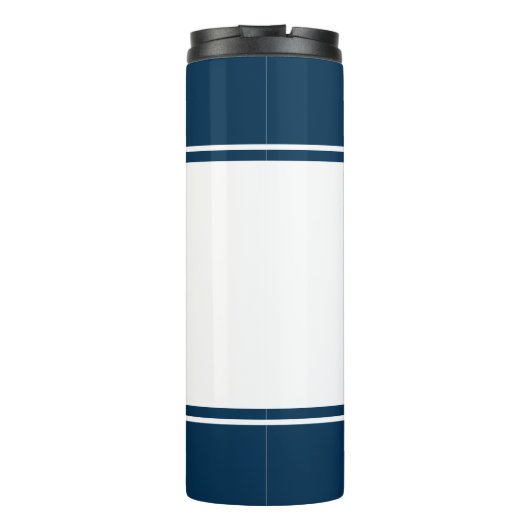Mit Monogramm moderne Script Navy Thermosbecher (Rückseite)