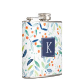 Mit Monogramm Moderne Wasserfarben Botanisches Mus Flachmann (Rechts)