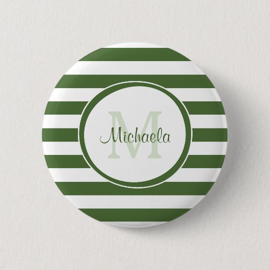 Mit Monogramm, moderne, weitläufige Waldstreifen Button (Vorderseite)