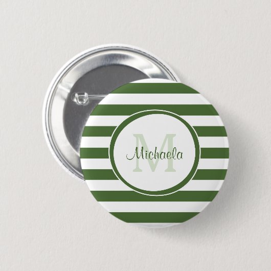Mit Monogramm, moderne, weitläufige Waldstreifen Button (Vorne & Hinten)