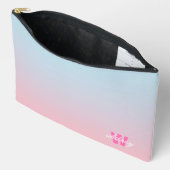 Mit Monogramm, moderner Chic Pink Blue Pastel Ombr Zubehörtasche (Offen)