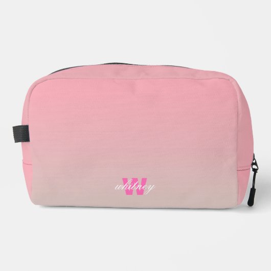 Mit Monogramm, moderner Chic Pink Pastel Ombre Waschbeutel (Vorderseite)