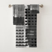 Mit Monogramm Moderner Luxus Grau Abstrakt Badhandtuch Set (Insitu)