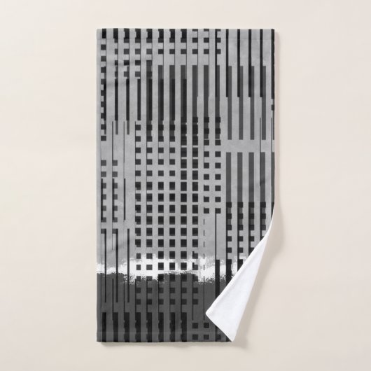 Mit Monogramm Moderner Luxus Grau Abstrakt Badhandtuch Set (Handtuch)