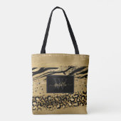 Mit Monogramm moderner Script-Gold-Glitzer Tasche (Rückseite)