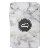 Mit Monogramm, moderner Stein aus weißem und graue Badematte (Vorderseite Vertikal)