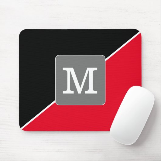 Mit Monogramm Moderner und schlichter Schwarz-Rot- Mousepad (Mit Mouse)