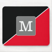 Mit Monogramm Moderner und schlichter Schwarz-Rot- Mousepad (Vorne)