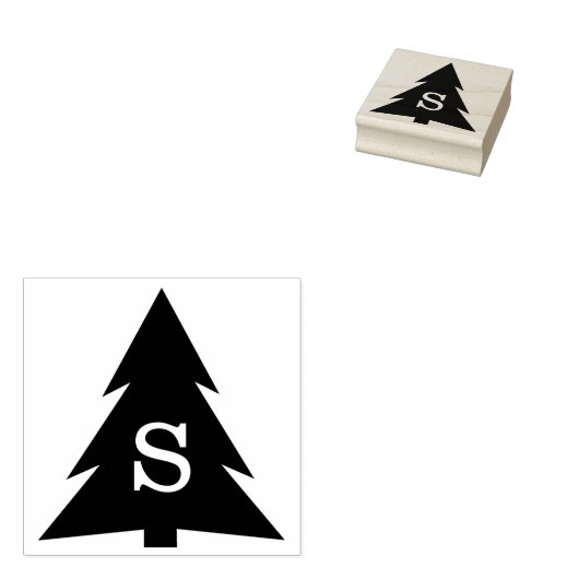 Mit Monogramm moderner Weihnachtsbaum Gummistempel (Stempel)