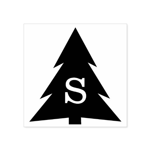 Mit Monogramm moderner Weihnachtsbaum Gummistempel (Prägung)