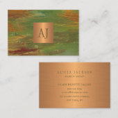 Mit Monogramm, modernes abstraktes Muster Visitenkarte (Vorne/Hinten)