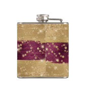 Mit Monogramm, modernes Burgundy-Gold-Script Flachmann (Rückseite)