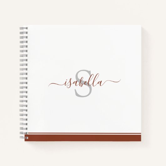 Mit Monogramm Modernes, elegantes Script-Rost Notizblock (Vorderseite)