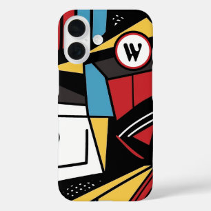Mit Monogramm Modernes geometrisches Abstrakt iPhone 16 Hülle