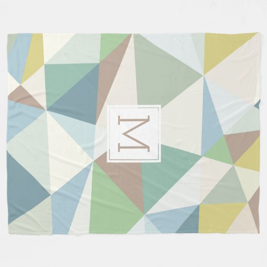 Mit Monogramm, modernes, geometrisches Design Fleecedecke (Vorderseite (Horizontal))