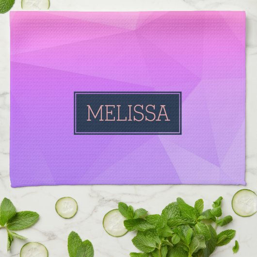 Mit Monogramm Modernes geometrisches Muster Lila & Geschirrtuch (Gefaltet)