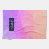 Mit Monogramm Modernes geometrisches Muster Lila & Geschirrtuch (Horizontal)