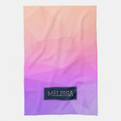 Mit Monogramm Modernes geometrisches Muster Lila & Geschirrtuch (Vertikal)