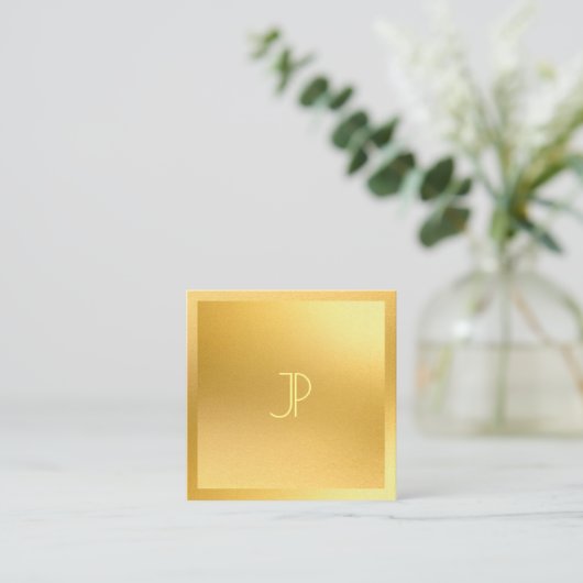 Mit Monogramm modernes Gold Elegantes trendiges Te Quadratische Visitenkarte (Stehend Vorderseite)