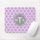 Mit Monogramm modernes Grau- und Lilac-Lattice-Mus Mousepad (Mit Mouse)