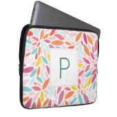 Mit Monogramm modernes Leaf-Mosaik in lebhaften Pa Laptopschutzhülle (Vorne Rechts)