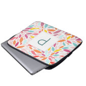 Mit Monogramm modernes Leaf-Mosaik in lebhaften Pa Laptopschutzhülle (Vorne Knopf)