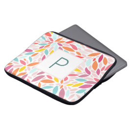 Mit Monogramm modernes Leaf-Mosaik in lebhaften Pa Laptopschutzhülle
