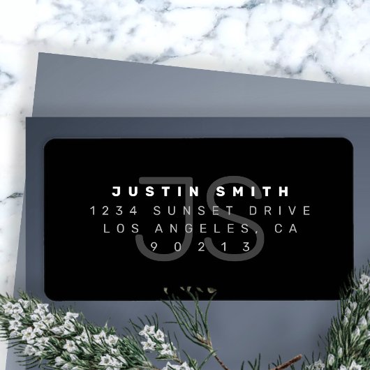 Mit Monogramm, modernes Rücksendesiegel Adressaufkleber