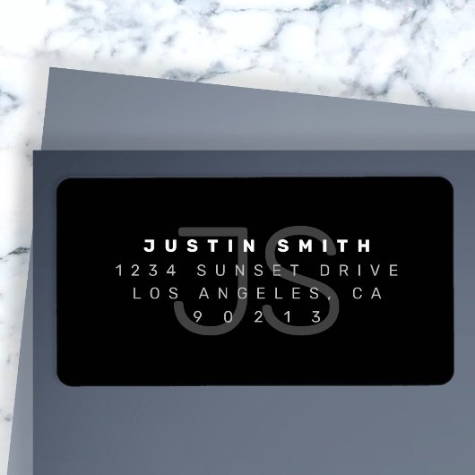 Mit Monogramm, modernes Rücksendesiegel Adressaufkleber