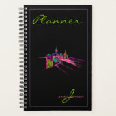 Mit Monogramm Modernes Schwarzes Elegantes Stadtbi Planer (Vorderseite)