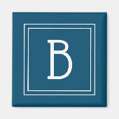 Mit Monogramm, modernes Template einfach blau Magnet (Vorne)