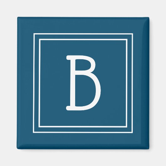 Mit Monogramm, modernes Template einfach blau Magnet (Vorne)
