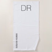 mit Monogramm, modernes Weiß Strandtuch (Vorderseite)