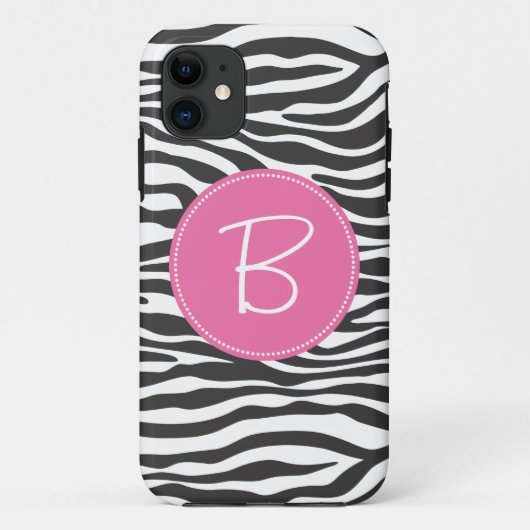 Mit Monogramm Modezebra-Druck Case-Mate iPhone Hülle (Rückseite)