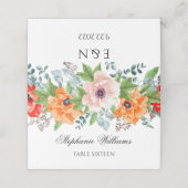 Mit Monogramm Mohnblumen-Blume Platzkarte (Außenseite Aufgefaltet)