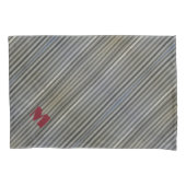 Mit Monogramm monochromatische Streifen aus grauem Kissenbezug (Vorderseite-Links)
