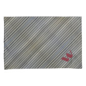 Mit Monogramm monochromatische Streifen aus grauem Kissenbezug (Vorderseite-Rechts)