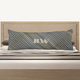 Mit Monogramm monochromatische Streifen aus grauem Seitenschläferkissen