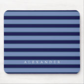Mit Monogramm monogram Navy Blue Strips Mousepad (Vorne)
