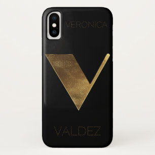 Mit Monogramm Monogramm Initial V Schwarzes Gold Case-Mate iPhone Hülle