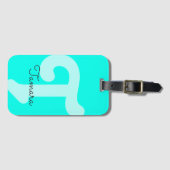 Mit Monogramm Monogramm, Initialneon Blau Gepäckanhänger (Vorderseite (Horizontal))
