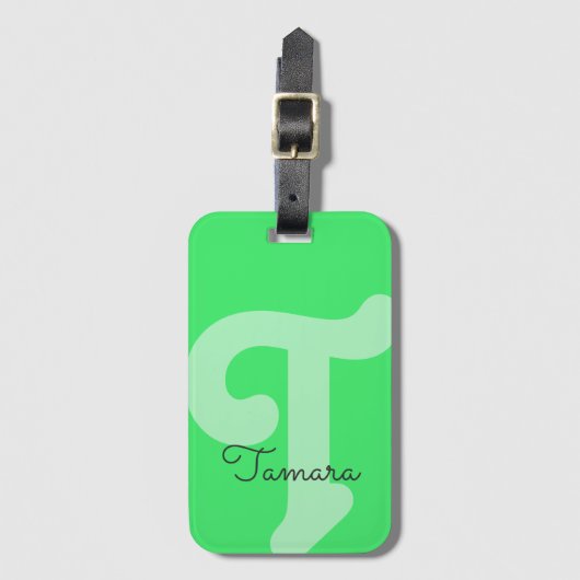 Mit Monogramm Monogramm, Neon Green Gepäckanhänger (Vorderseite Vertikal)