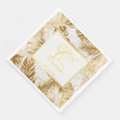 Mit Monogramm monstera Gilded Gold Wedding Serviette (Ecke)