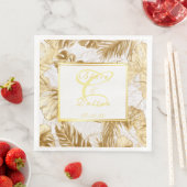 Mit Monogramm monstera Gilded Gold Wedding Serviette (Beispiel)