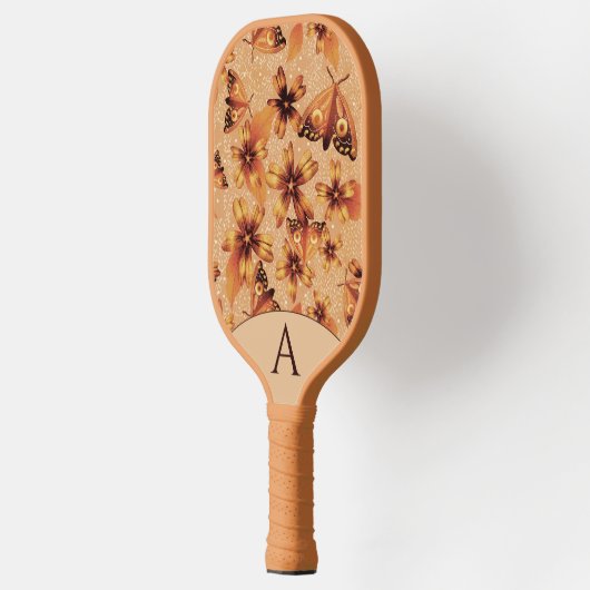 Mit Monogramm Moth Meadow Amber Pickleball Schläger (Links)