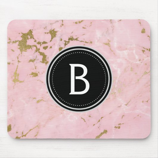 Mit Monogramm Mouse Pad aus rosa und goldfarbenem  Mousepad (Vorne)