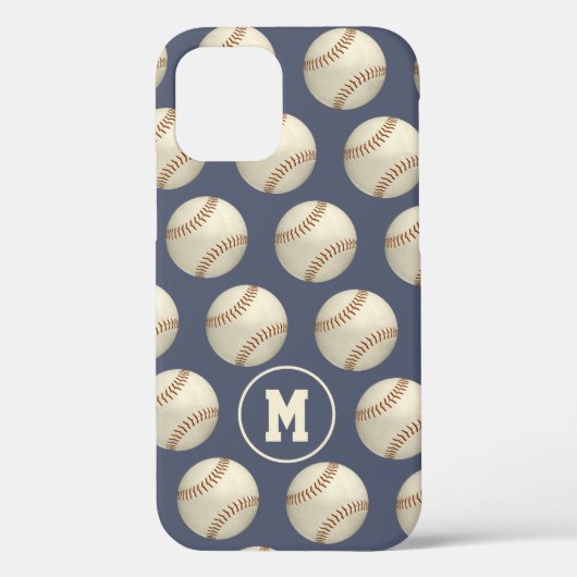 Mit Monogramm Muster aus grunzigen Baseballkugeln Case-Mate iPhone Hülle (Rückseite)