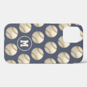 Mit Monogramm Muster aus grunzigen Baseballkugeln Case-Mate iPhone Hülle (Rückseite (Horizontal))