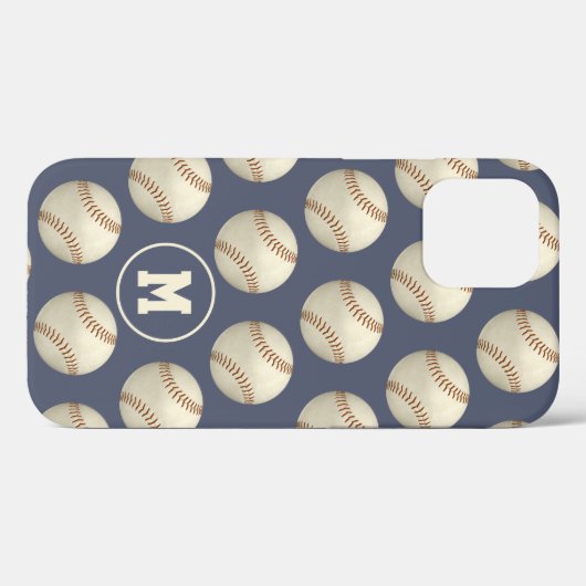 Mit Monogramm Muster aus grunzigen Baseballkugeln Case-Mate iPhone Hülle (Rückseite (Horizontal))