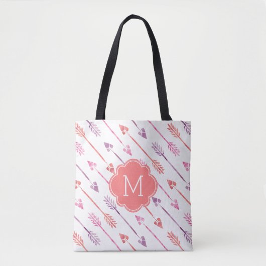 Mit Monogramm Muster der farbenfrohen Pfeile Tasche (Vorderseite)